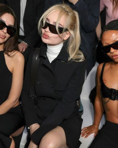 Myha’la edgy black trousers paired with chic black skirt