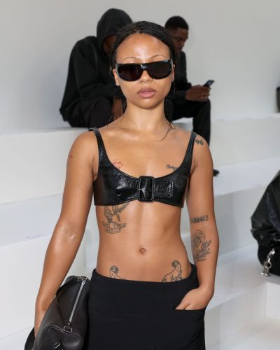 Myha’la chic black skirt paired with black bra top