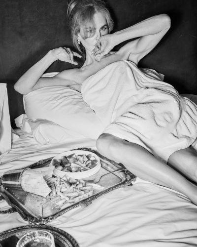 Nicole Kidman black gown with sheer overlay and elegant floral embroidery