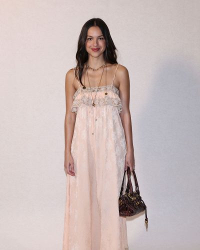 Olivia Rodrigo youthful charm in light pink lace dress