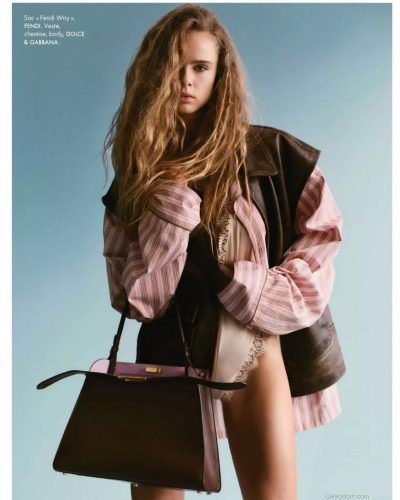 Olivia Vinten in modern brown jacket with complementary pieces