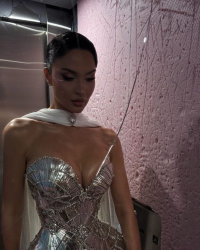 Oriola Marashi in contemporary dress with bold design elements