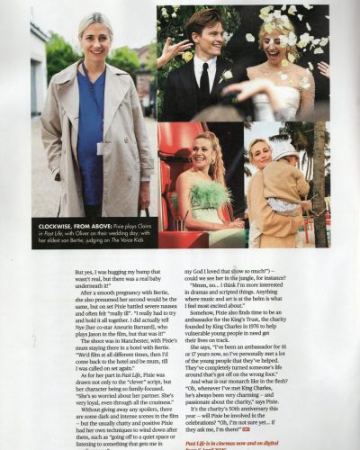 Pixie Lott in oversized blazer with tailored trousers, chic appeal.