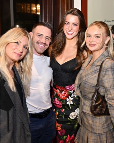 Pressley Hoshbach fashionable plaid dress with soft color palette