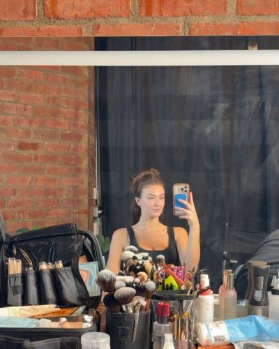 Rachel Pizzolato simple black tank top with natural beauty