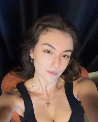 Rachel Pizzolato classic black tank top with calm demeanor