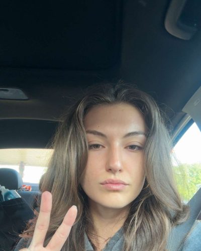 Rachel Pizzolato in black bikini and casual light jacket