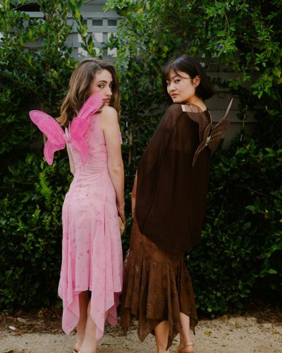 Rachel Sennott strappy sandals complementing pink dress