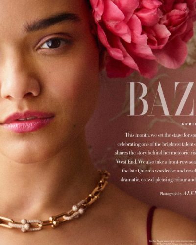 Rachel Zegler floral-inspired sheer dress in vibrant red