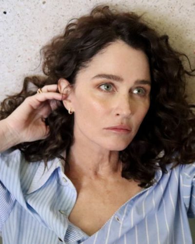 Robin Tunney wearing blue dress at appearance 2026