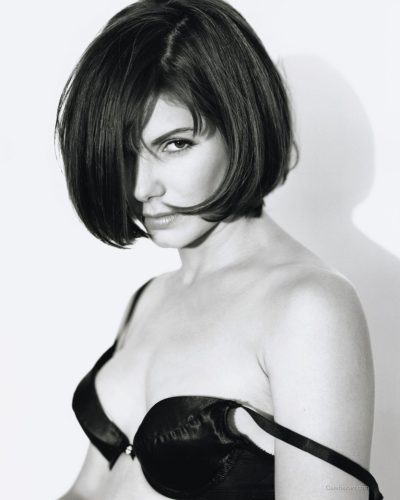 Sandra Bullock black fishnet stockings