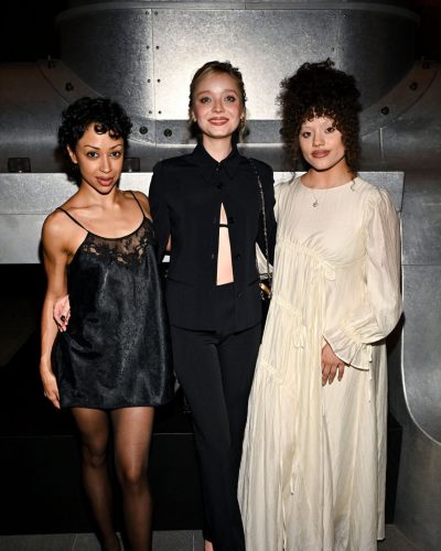 Sarah Jeffery contemporary black fashion with cutout accents