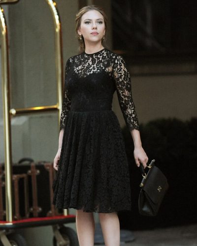 Scarlett Johansson black lace dress with delicate lace details