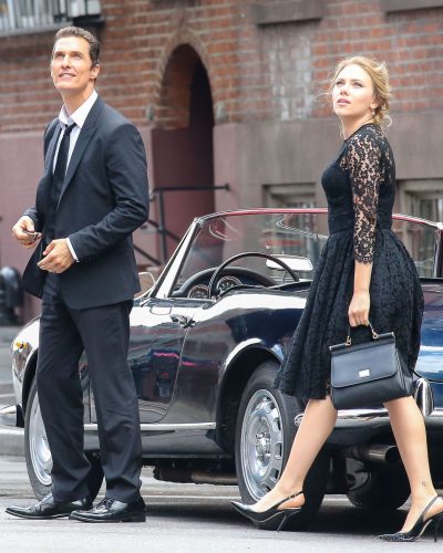 Scarlett Johansson black lace dress with elegant long sleeves