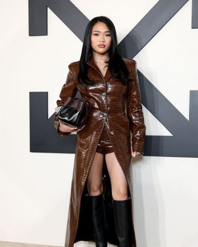 Sunisa Lee trendy brown ensemble merging comfort and style