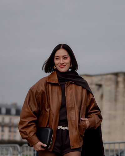 Tiffany Hsu styled with delicate lace waistband and gold hoops