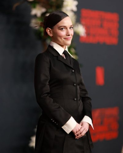 Victoria Pedretti turns heads in black blazer