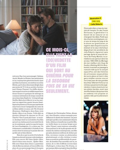 Zendaya styled in vibrant blazer with earthy hues