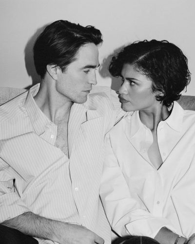 Zendaya white oversized shirt with sleek black trousers