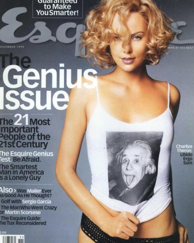 Charlize Theron Wows In Whimsical Einstein Tee For Esquire 1999