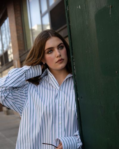 Ella Bright Showcases Effortless In Striped Shirt For WWD May 2026