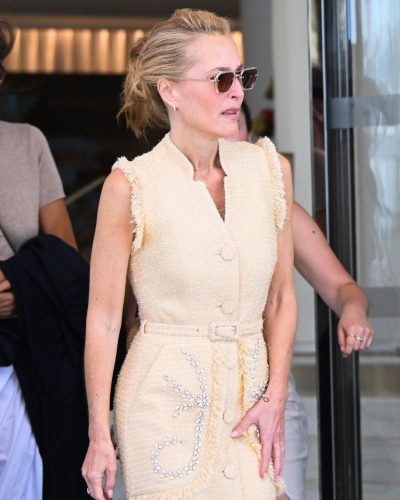 Gillian Anderson Stuns In Beige Dress At Cannes 2026