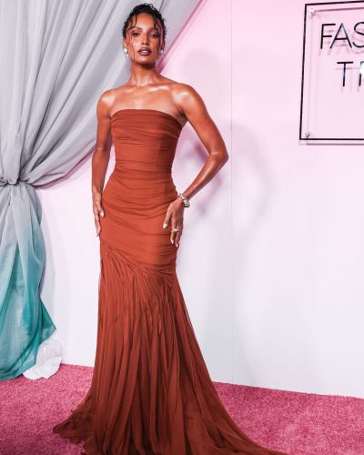 Jasmine Tookes Dazzles In Elegant Rust Gown At Fashion Trust U.S 2026 Awards
