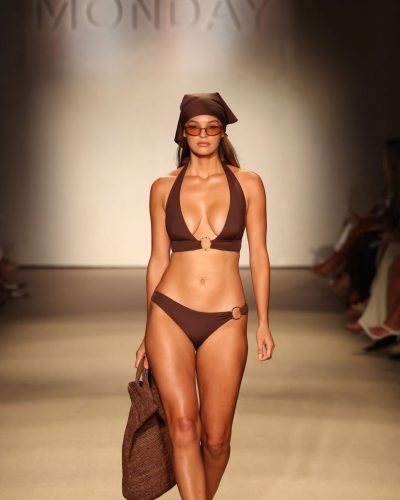 Jayde Pollard Dazzles In Brown Swimwear At Miami Swim Week 2026