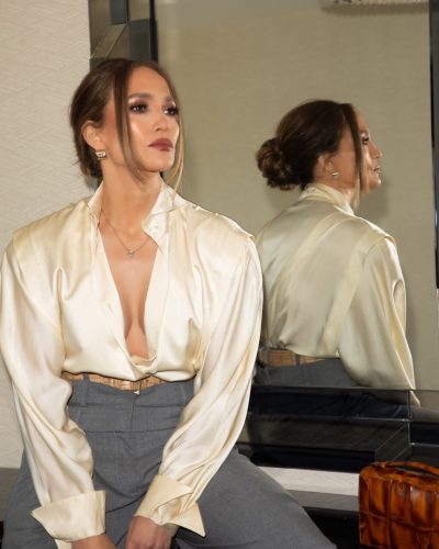 Jennifer Lopez Stuns In Elegant Silk Blouse And Tailored Trousers On Jimmy Kimmel Live 2026