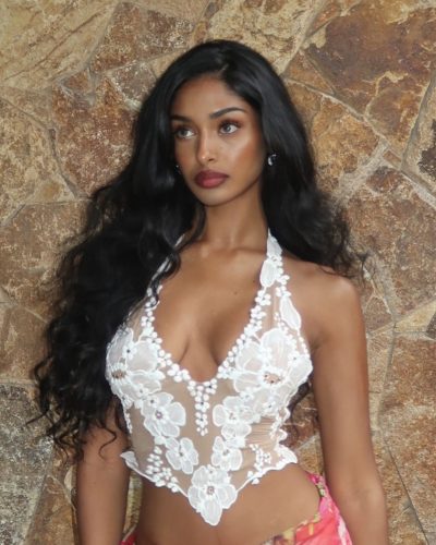 Kaaviya Sambasivam Dazzles In Floral Halter Top And Vibrant Skirt 2026