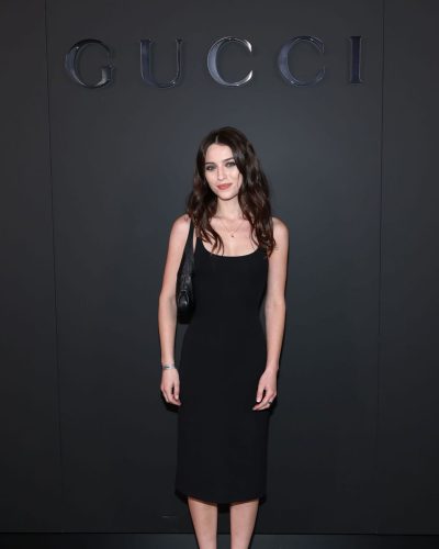 Madeline Argy Stuns In Sleek Black Dress At Gucci Cruise 2027 Fashion Show