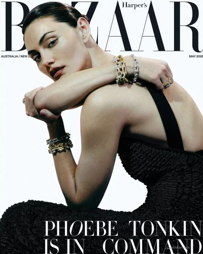 Phoebe Tonkin Shines In Elegant Black Gown For Harper’s Bazaar May 2026