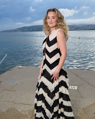 AJ Michalka Dazzles In Striped Dress At Zimmermann Summer Escape 2026