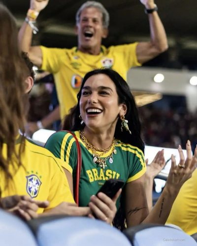Dua Lipa Rocks A Vibrant Brasil Jersey At Maracana Stadium Derby 2026