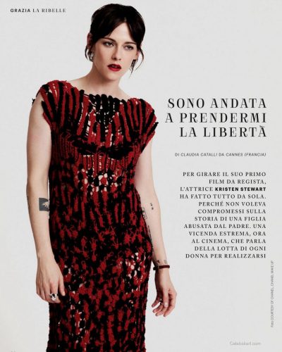 Kristen Stewart Stuns In Bold Red And Black Dress For Grazia Italy 2026